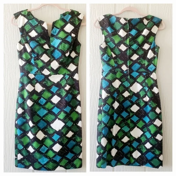 Milly of New York Geometric Block Sleeveless Pencil Sheath Dress sz 4 - Picture 2 of 10